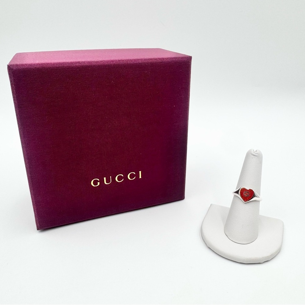SOLD Gucci GG Heart Sterling Silver & Enamel - 16